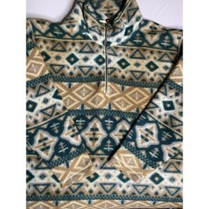 Adult L Vintage‎ Bold Spirit Aztec Pullover Sweater 1/4 Zip Turtle Neck 90s